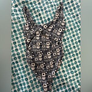 Skatie Blue and White Geometric One Piece